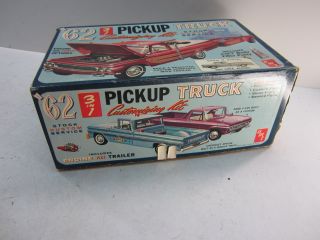 Vintage 62 Chevy Apache Pickup with Trailer 3 in 1 by AMT in 1 25 