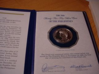 1986 aquino reagan sterling silver coin