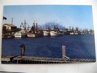 Fishing Boats Ships Harbor Aransas Pass Texas TX Postcard 2