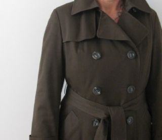 AQUASCUTUM London Ladies Brown Aqua 5 Military Trench Coat Jacket s M 