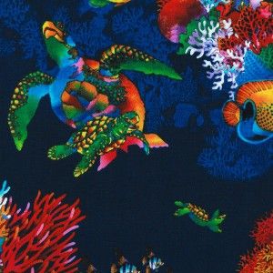 Aquatica Fish Turtles Seahorses Cotton Quilt Fabric