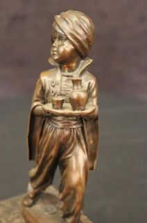 Alladin Young Arabian Boy Servant Holding Tray Waiter Statue Sculpture 