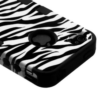 Apple iPod Touch 5 5th Gen Hard Hybrid Case Cover White Zebra Black 