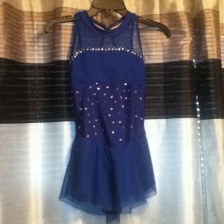Del Arbour Figure Skating Dress child 12 14 blue