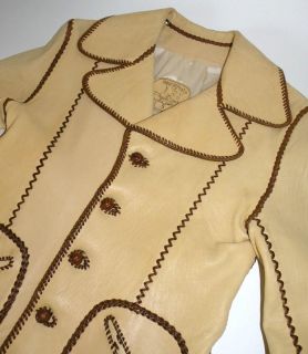 Vintage 1970s North Beach Leather Whipstitch Buckskin Leather Jacket 