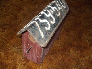 Old License Plate Bird House Hand Crafted Country Craft