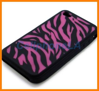 Apple iPhone 4 4G Hot Pink Zebra Silicon Soft Case Skin