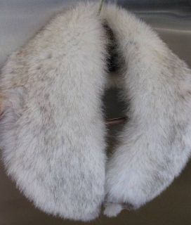 White Arctic Silver Fox Fur Collar Coat Collar Neck Wrap Scarf EXC 80 