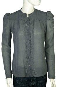 New $250 Antik Batik Gray Silk Sheer Tunic Shirt Top Extra Small XS 36 