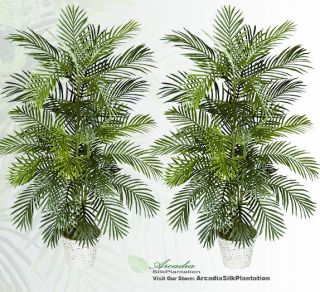 Two 4 Areca Artificial Palm Trees Silk Plants New 114