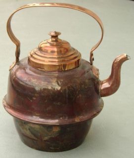 Copper Tea Kettle Pot Antique Danish Scandinavian 2 Quart Liter 