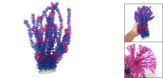 Aquarium Fish Tank Decorative Plastic Grass Plants Fuchsia Blue