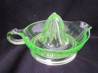 Vintage Depression Green Vaseline Glass Juicer Reamer