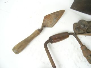 Lot Vintage Antique Woodworking Hand Tools Drill Planer