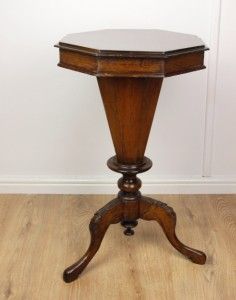 Antique 19thC Victorian Mahogany Octagonal Work Table with Fitted 