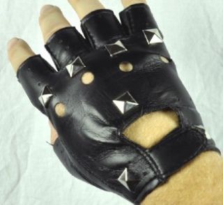 Heavy Metal Black Fingerless Gloves Pyramid Stud Death