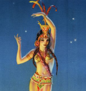 Armando Drechsler 1930s Art Deco Mexican Pin Up Print Exotic Goddess 