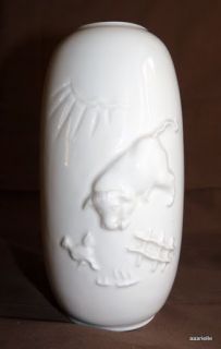 Vase Blanc Porcelaine Bode Willumsen Royal Copenhagen Paysans Vache 