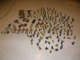 Huge Lot Army Men Toy Soldiers Over 170 Helicopter Jeep Motorcycle 