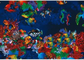 aquatica fish turtles seahorses cotton quilt fabric image shows 