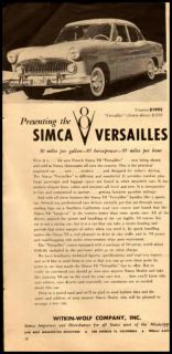 1957 Vintage Ad for Simca Versailles V8 Automobile 788