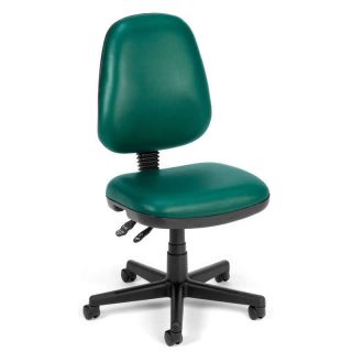 Armless Green Vinyl Ergonomic Posture Task Office Desk Chair
