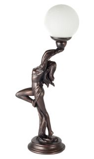 Art Deco Bronze Lighting Lady Draped with Scarf Lamp