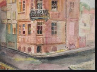 French Watercolor Painting Cityscape Signed Maurice Utrillo