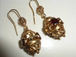 ARTE DORO 18K Yellow Gold & Multi Gemstone Dangle Ornate Earrings