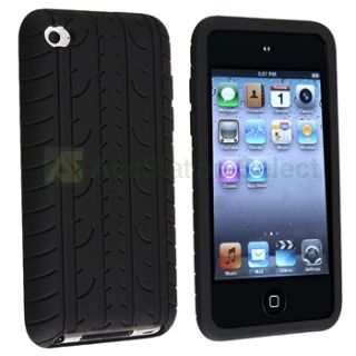 Black Tyre Silicone Skin Case for iPod Touch 4G 4th Gen