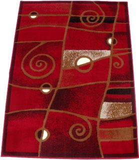 Modern Geometric Carpet Woven 4x6 Area rug Red White Exact Size 52 x 