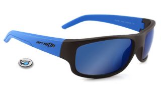 New Arnette Pilfer Sunglasses Matte Black Blue Stems Grey Blue Mirror 