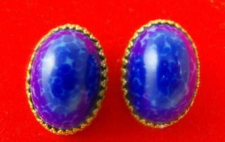 Vintage Arnold Scaasi Cobalt Art Class Clip Earrings