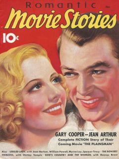 JEAN ARTHUR GARY COOPER Nov 1936 ROMANTIC MOVIE STORIES Magazine JEAN 