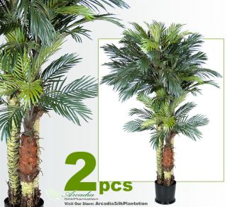 Six Phoenix Palm Artificial Tropical Trees Potted NEW80