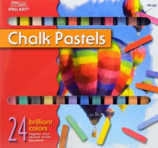 Chalk Pastels by PRO ART 24PC Regular Size, Square Sticks Brilliant 