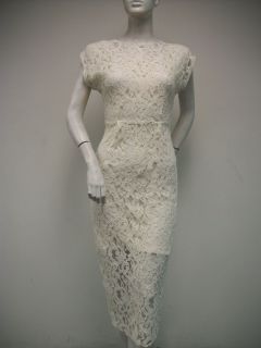 ARYN K Lace Sheath Party Dress Cream 3 4 Length Size M Style AD 7823 T 