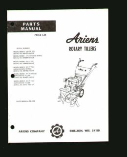 Ariens Rocket Rear Tine Tiller Parts Manual 1976 Minty