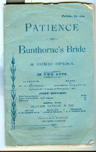 1881 GILBERT & SULLIVAN PATIENCE Libretto 1st U.S. ?