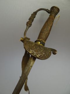 Antique US Army Gar Brass Wood Handle Broken Military Sword Veterans 