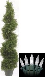 Artificial Cypress Spiral Topiary Christmas Tree in Outdoor 