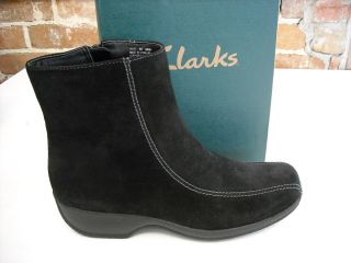 Clarks Ashlyn Black Suede Water Resistant Ankle Boots