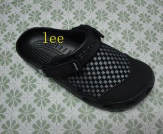 mens croc yukon woven black slippers size uk 8