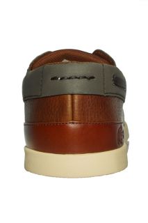 Lacoste Mens Boat Shoes Arverne 4 SRM DK Tan Grey Leather Suede Sz 9 M 