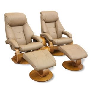 Oslo 58 Double Leather Swivel Recliner and Ottoman Set with Theater 