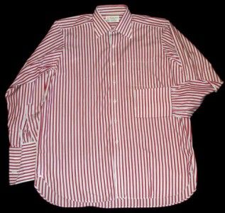 16 5 32 Turnbull ASSER French Cuff Shirt Burgundy Navy Wht Stripe Mens 