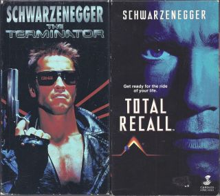 Arnold Schwarzenegger 2 VHS Movie Lot The Terminator Total Recall