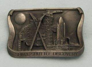 Vintage Belt Buckle Space Shuttle Discovery 1986 Nice