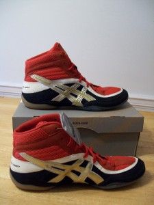 nwt split second 7 navy gold and red asics wrestling shoes mens size 