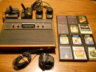 Vintage Atari 2600 Game Console and 12 Games
